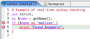 real-time syntax check example